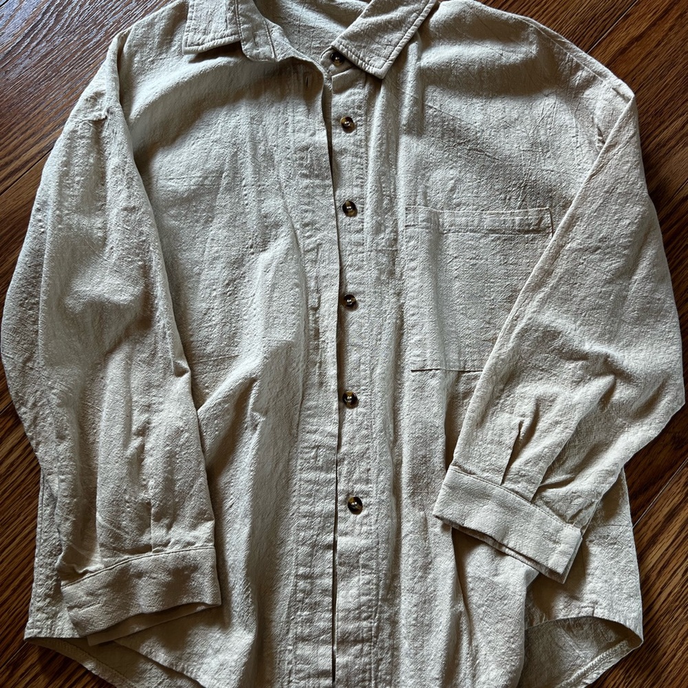 Beige Button-Up Shirt